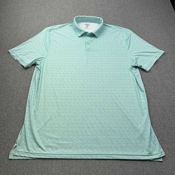 1764 Golf Polo Mens XL Teal Green Gear Up Cyclist All Over Print Short Sleeve - Picture 2 of 14